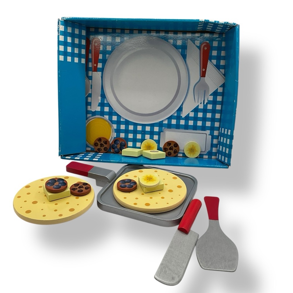 Melissa & Doug Pancake‎ Play Set Wood Food Cooking Utensils Chef Toy